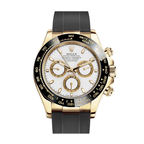 Rolex Cosmograph Daytona White Yellow Gold Oysterflex Strap Mens Watch 116518LN 116518