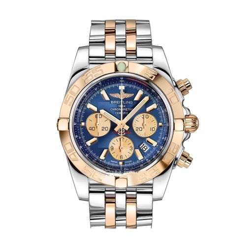 Breitling Chronomat 44 Blue Dial Steel and Rose Gold Automatic Men's Watch CB011012-C790