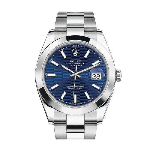 Rolex Datejust 41 Blue Fluted Dial Oyster Men's Watch 126300 126300-0023