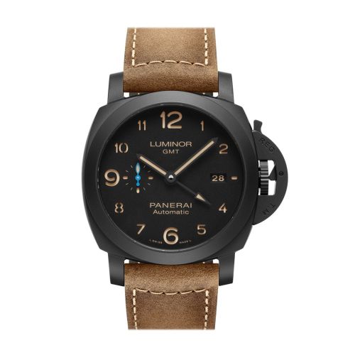 Panerai Luminor Ceramica Brown Leather Black Dial Watch PAM01441