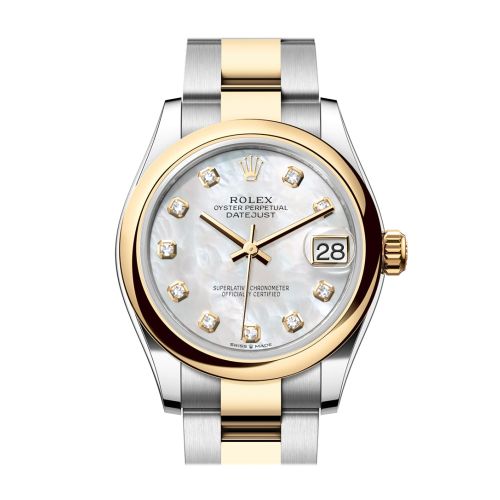 Rolex Datejust 31 White Mother Of Pearl Diamond Dial Yellow Gold Steel Ladies Watch 278243 278243-0027