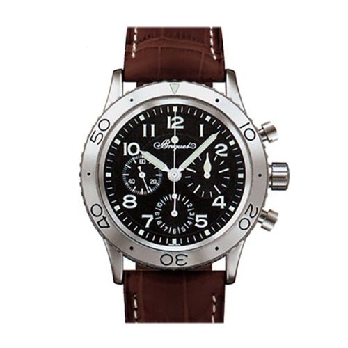 Breguet Type XX Aeronavale Automatic Chronograph Black Dial Brown Leather Men's Watch 3800ST929W6