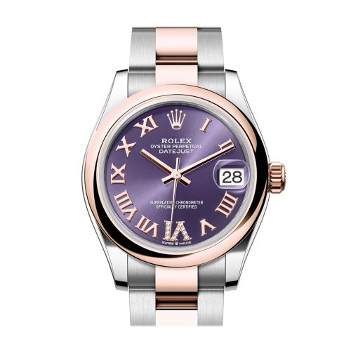 Rolex Datejust 31 Aubergine Roman Diamond 6 Dial Rose Gold Steel Ladies Watch 278241 278241-0019