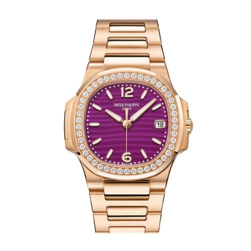 Patek Philippe Nautilus Diamonds Purple Dial Rose Gold Ladies Watch 7010/1R-013