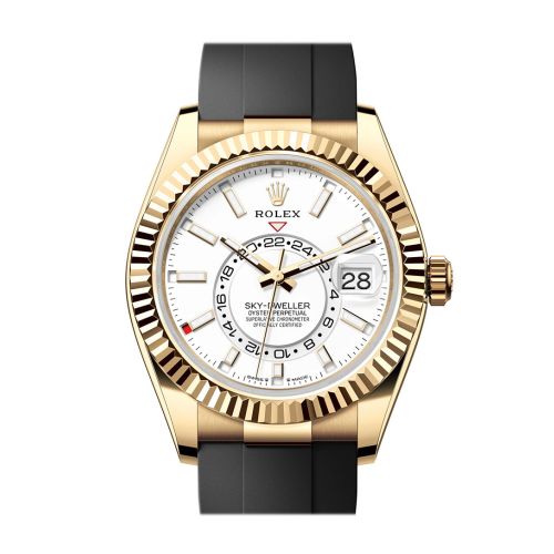 Rolex Sky Dweller 42 White Dial Dial Yellow Gold Mens Watch 336238