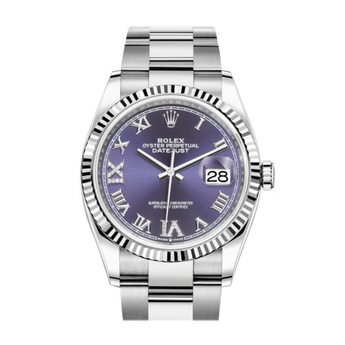 Rolex Datejust 36 Purple Roman VI and IX 24 Diamonds Dial Automatic Watch 126234