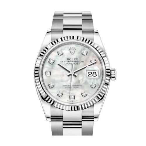 Rolex Datejust 36 White mother-of-pearl Diamond Dial Automatic Watch 126234