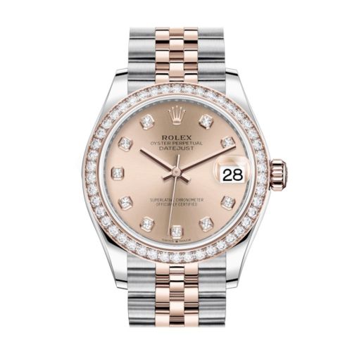 Rolex Datejust 31 Ros?? Diamonds Dial Diamond Bezel Rose Gold Two Tone Jubilee Watch 278381RBR 278381