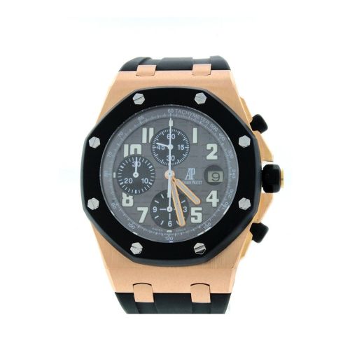 Audemars Piguet Royal Oak Offshore Black Dial 18kt Rose Gold Black Rubber Chronograph Men's Watch 26178OK.OO.D002CA.01