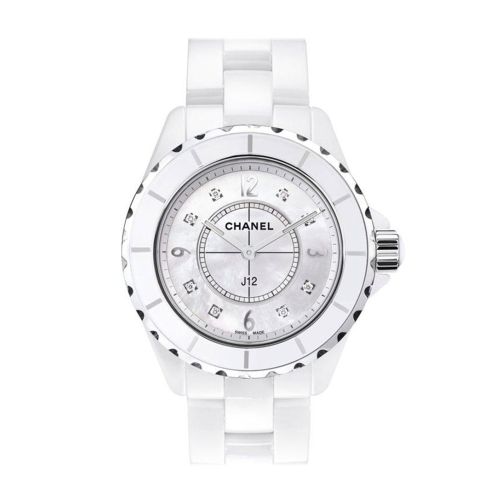 Chanel J12 Mother of Pearl Diamond Dial White Ceramic Unisex Watch H3214