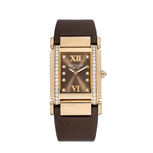 Patek Philippe Twenty 4 Diamond Brown Dial Rose Gold Ladies Watch 4920R-001