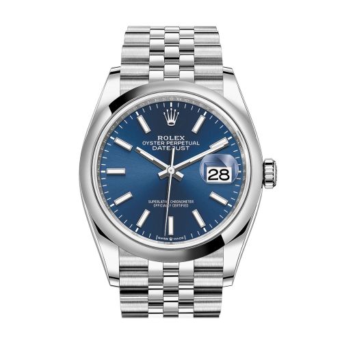 Rolex Datejust 36 Bright Blue Motif Dial Jubilee Watch 126200