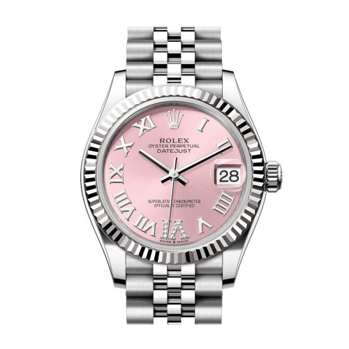 Rolex Datejust 31 Pink Roman Diamond on 6 Dial Fluted Bezel Jubilee Ladies Watch 278274 278274-0024