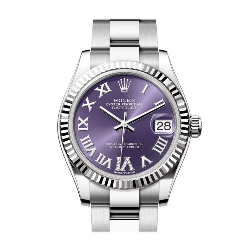 Rolex Datejust 31 Purple Roman Diamond on 6 Dial Fluted Bezel Ladies Watch 278274 278274-0025