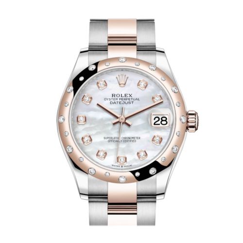 Rolex Datejust 31 White mother-of-pearl Diamonds Dial Diamond Bezel Jubilee Rose Gold Two Tone Watch 278341RBR 278341