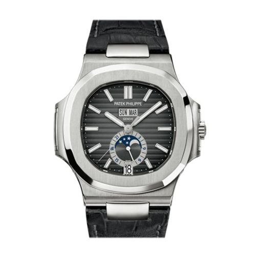 Patek Philippe Nautilus Automatic GMT Moonphase Black Dial Stainless Steel Men's Watch 5726A-001