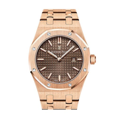 AUDEMARS PIGUET Royal Oak Brown Dial Ladies 18kt Pink Gold Watch 67650OR.OO.1261OR.01