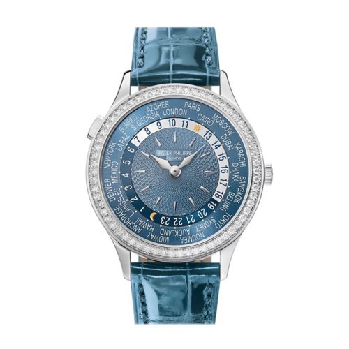 Patek Philippe Complications World Time Automatic Diamond Blue Dial Watch 7130G-016