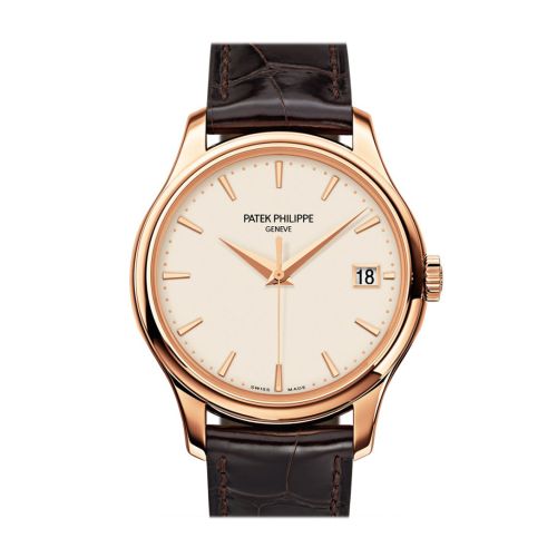 Patek Philippe Calatrava Mechanical Ivory Dial Leather Men's Watch 5227R-001