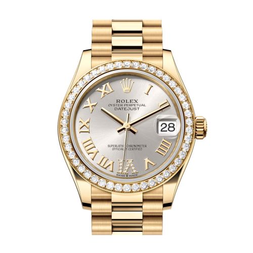 Rolex Datejust 31 Silver Roman Dial Diamond Bezel Yellow Gold Ladies Watch 278288RBR 278288RBR-0020