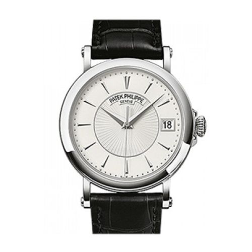 Patek Philippe Calatrava Automatic White Dial Black Leather Men's Watch 5153G-010