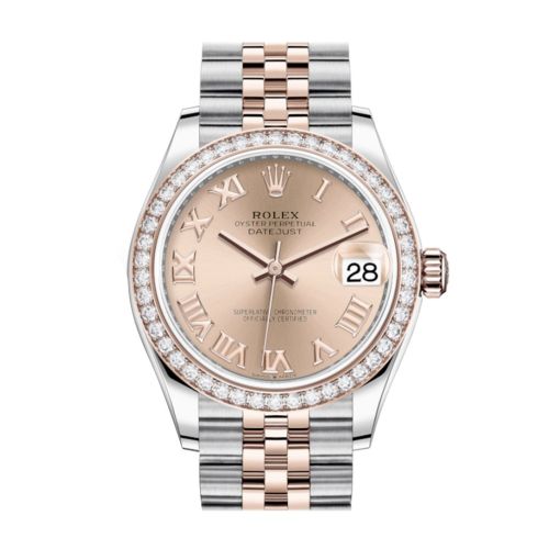 Rolex Datejust 31 Ros?? Roman Dial Diamond Bezel Rose Gold Two Tone Jubilee Watch 278381RBR 278381