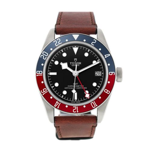 Tudor Black Bay Automatic Black Dial Men's GMT Brown Leather Watch 79830RB