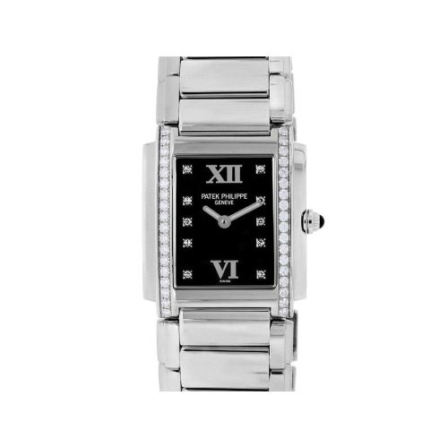 Patek Philippe Twenty-4 Black Dial Steel Diamond Ladies Watch 4910/10A-001