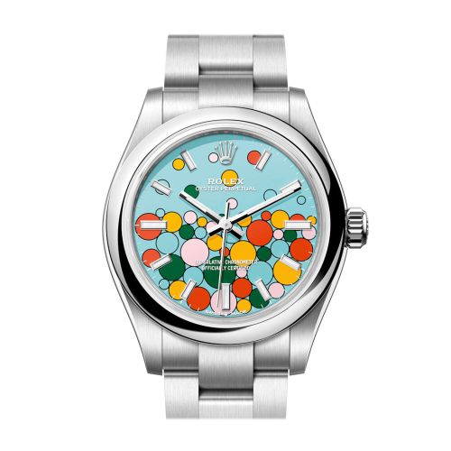 Rolex Oyster Perpetual 31 Turquoise Blue Celebration-motif Dial Stainless Steel Oyster 277200