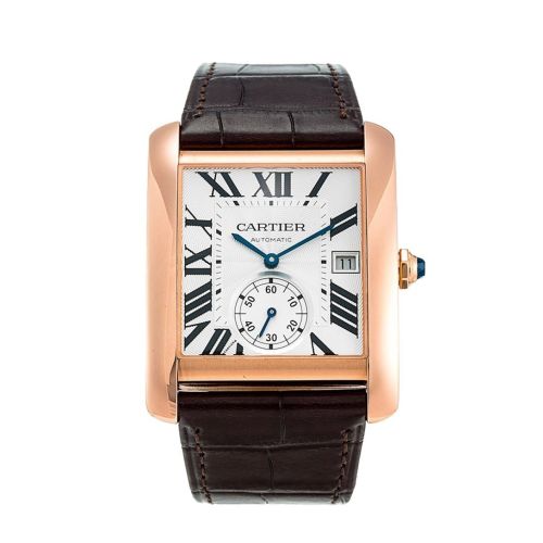 Cartier Tank MC Mechanical Silver Dial Brown Leather Strap Men's Watch W5330001