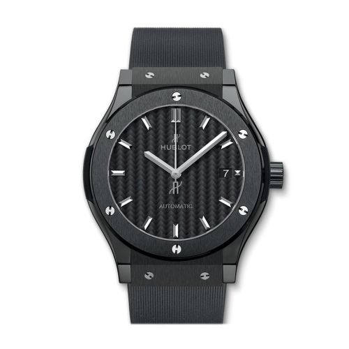 Hublot Classic Fusion Automatic Black Carbon Fiber Dial Black Rubber 45mm Men's Watch 542.CM.1771.RX