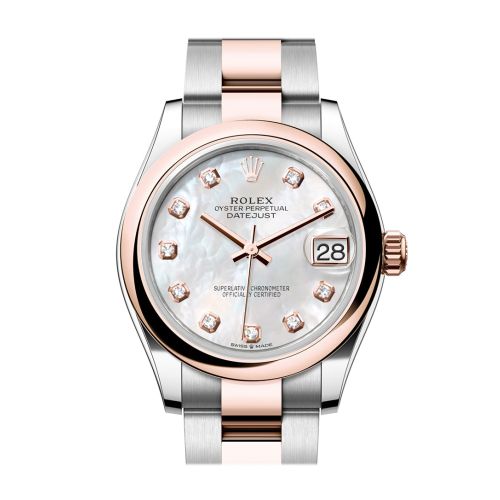 Rolex Datejust 31 White Mother Of Pearl Diamond Dial Rose Gold Steel Ladies Watch 278241 278241-0025