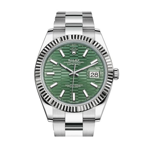 Rolex Datejust 41 Green Fluted Dial White Gold Oyster Men's Watch 126334 126334-0029