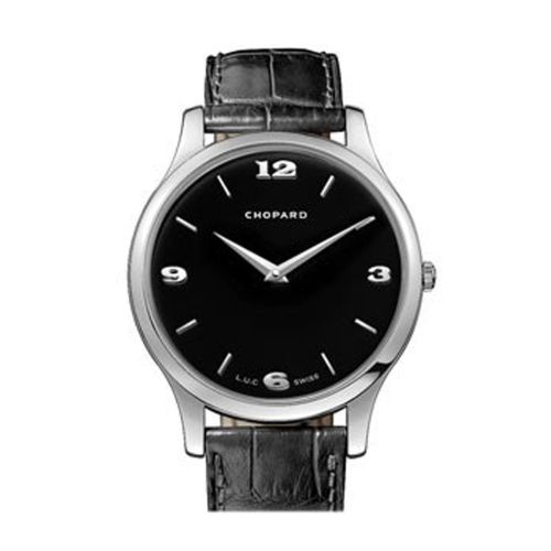 Chopard L.U.C Classic XP Black Dial White Gold Leather Men's Watch 161902-1001