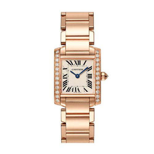 Cartier Tank Francaise Small Diamond Bezel Rose Gold Ladies Watch WJTA0022