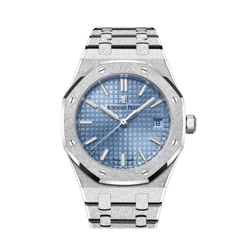 Audemars Piguet Royal Oak 34 Light blue dial Hammered 18-carat white gold Watch 77353BC.GG.1263BC.01