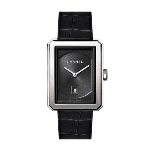 CHANEL Boy-Friend Black Guilloche Dial Ladies Watch H4884