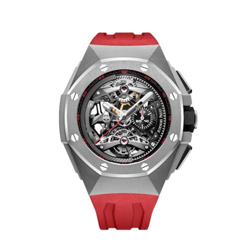 Audemars Piguet Royal Oak Concept Tourbillon Chronograph in Titanium  Red Rubber Strap with Skeleton Dial 26587TI.OO.D067CA.01