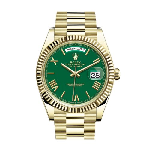 Rolex Day-Date 40 Green Roman Dial 18K Yellow Gold President Men's Watch 228238