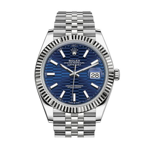 Rolex Datejust 41 Blue Fluted Dial White Gold Jubilee Men's Watch 126334 126334-0032