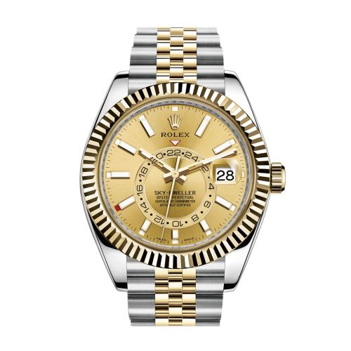 Rolex Sky Dweller Champagne Dial 18K Yellow Gold Bezel Two Tone Jubilee  Men's Watch 326933