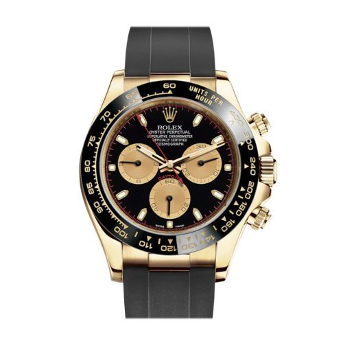 Rolex Cosmograph Daytona Black Champagne Yellow Gold Oysterflex Strap Mens Watch 116518LN 116518