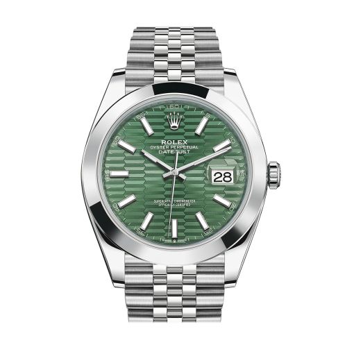 Rolex Datejust 41 Green Fluted Dial Jubilee Men's Watch 126300 126300-0022