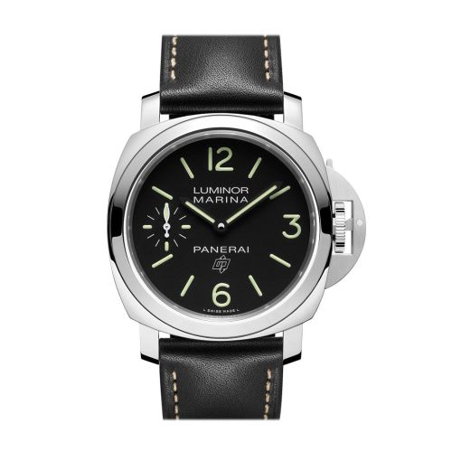 Panerai Luminor Marina Base 3 Day Black Leather Black Dial Watch PAM00776