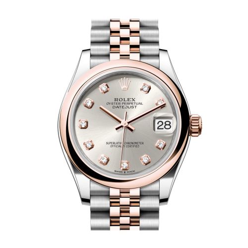 Rolex Datejust 31 Silver Diamond Dial Rose Gold Steel Jubilee Ladies Watch 278241 278241-0004