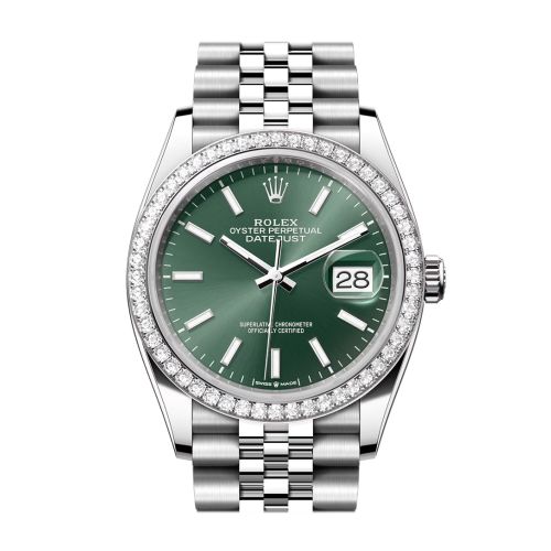 Rolex Datejust 36 Green Dial Diamond Bezel Jubilee Watch 126284RBR 126284RBR-0043