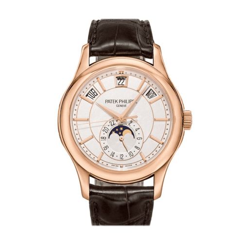 Patek Philippe Complications  Annual Calendar Moonphase Rose Gold Brown Leather Men's Watch 5205R-001 5205R