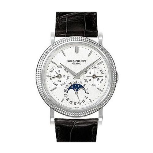 Patek Phillippe Grand Complications Annual Calender Moonphase White Dial Black Leather Automatic Men's Watch 5039G Pre Owned