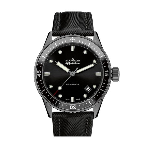 Blancpain Fifty Fathoms Bathyscaphe Automatic Black Dial Black Fabric Men's Watch 5000-0130-B52A