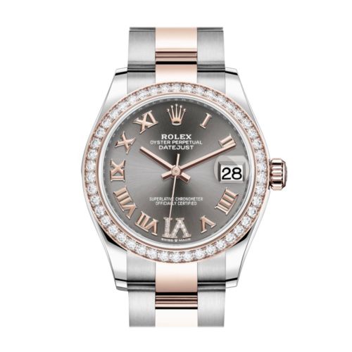 Rolex Datejust 31 Rhodium VI Diamonds Dial Diamond Bezel Rose Gold Two Tone Watch 278381RBR 278381